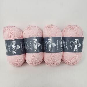 4 Patons Yarn Grace Blush Pink 62416 136 Yards 1.75oz 100% Mercerized Cotton NWT